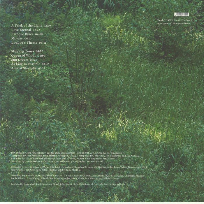 Jem Finer / John Matthias – Almost Starlight (LP, insert, Touch, 2026) Back Cover