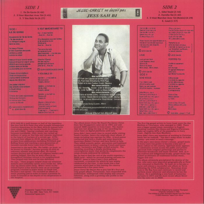 Jess Sah Bi – Jesus Christ Ne Decoit Pas (LP, Awesome Tapes From Africa, 2026) Back Cover
