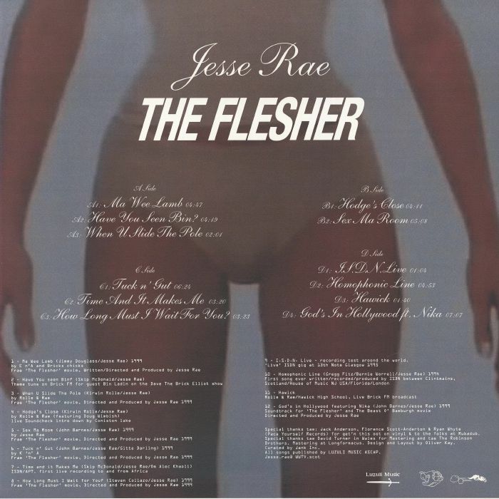 Jesse Rae – The Flesher (2xLP, Pace Yourself, 2026) Back Cover