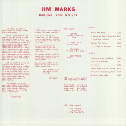 Jim Marks – Touching Your Feelings (LP, Nicole Records, 2021) Back Cover