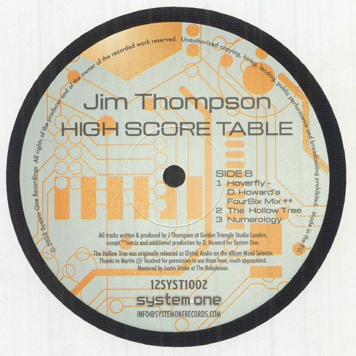 Jim Thompson – High Score Table (12", System One, 2026) Back Cover