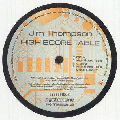 Jim Thompson – High Score Table (12", System One, 2026) Front Cover