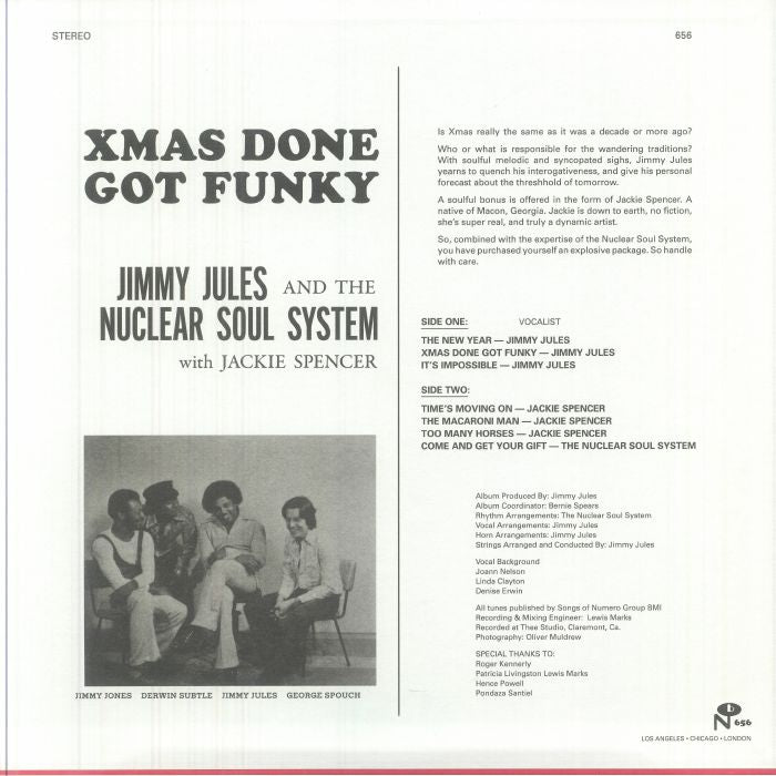 Jimmy Jules The Nuclear Soul System Jackie Spencer – Xmas Done Got Funky (LP, Numero Group, 2025) Back Cover