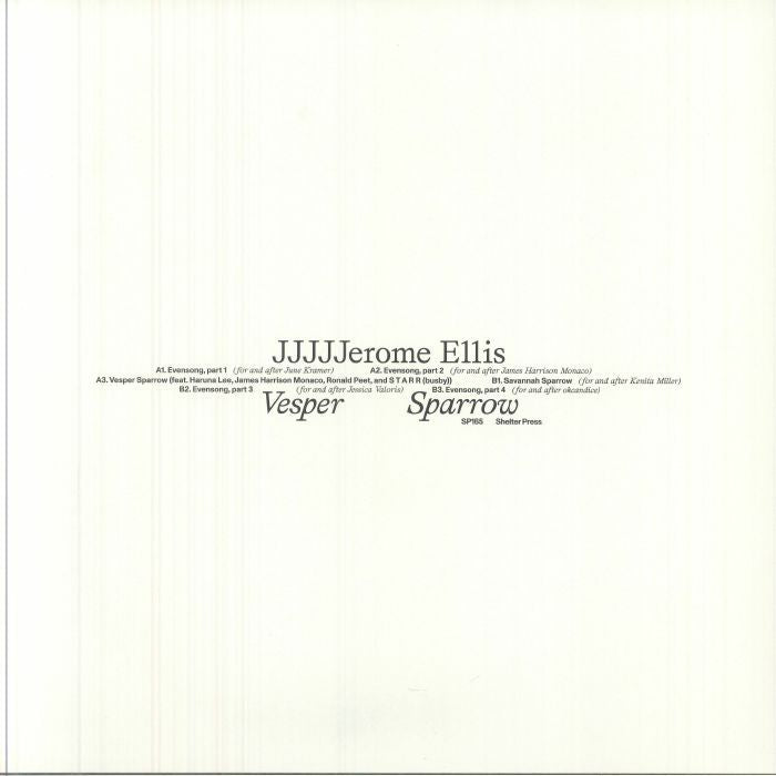 JJJJJerome Ellis – Vesper Sparrow (LP, Shelter Press, 2025) Back Cover