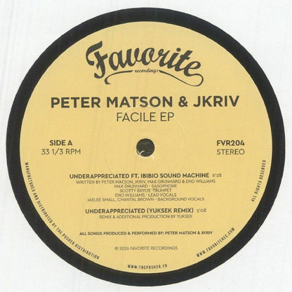 Peter Matson JKriv – Facile EP (12", Favorite Recordings, 2026) Front Cover