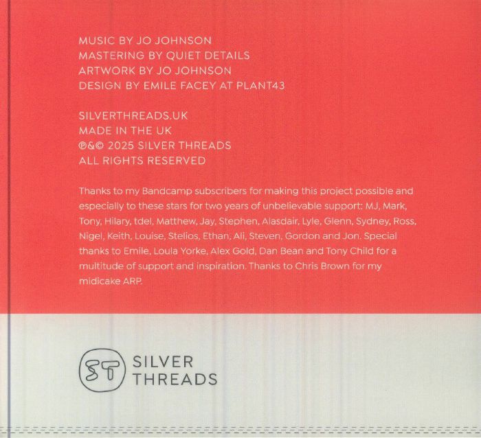 Jo Johnson – Alterations Volume One (2xCD, Silver Threads, 2025) Back Cover