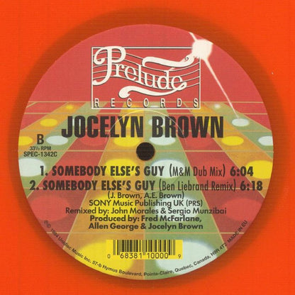Jocelyn Brown – Somebody Else's Guy (12", Orange, Prelude Records, 2026) Back Cover