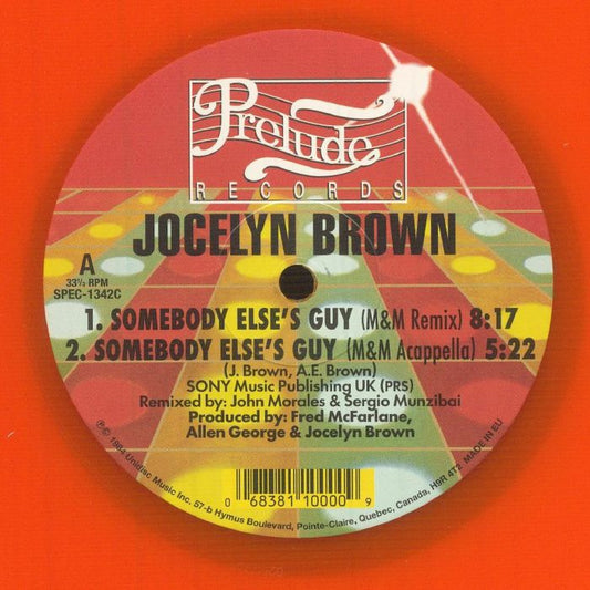 Jocelyn Brown – Somebody Else's Guy (12", Orange, Prelude Records, 2026) Front Cover
