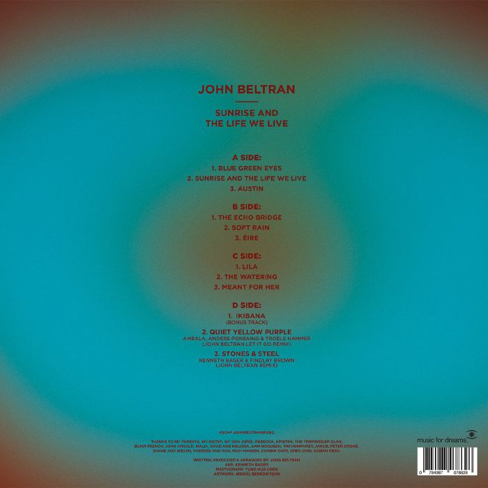 John Beltran – Sunrise & The Life We Live (2xLP, Music For Dreams, 2026) Back Cover