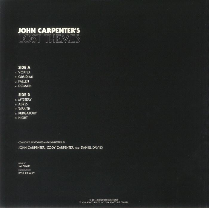 John Carpenter – Lost Themes (LP, Black-In-Clear, Sacred Bones Records, 2022) Back Cover