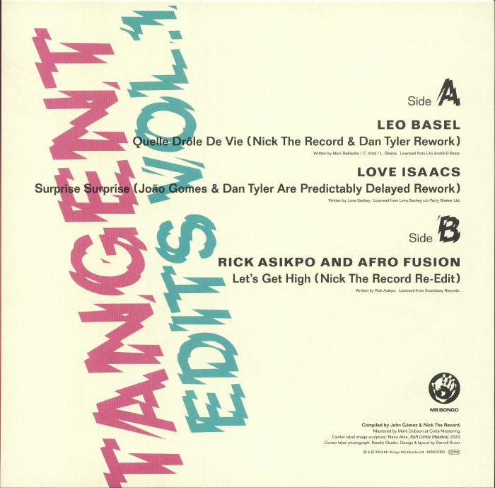 John Gómez & Nick The Record – Tangent Edits Vol​.​1 (12", Mr Bongo, 2024) Back Cover