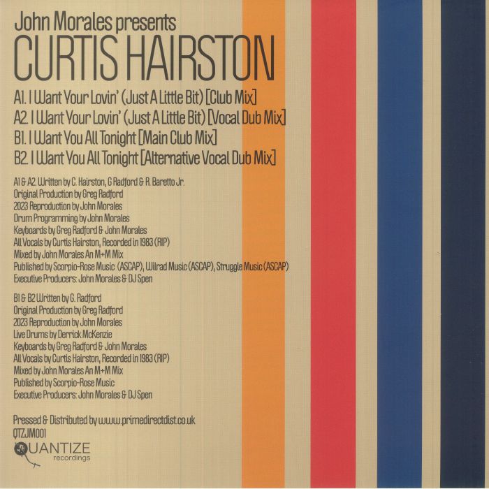 John Morales & Curtis Hairston – I Want Your Lovin' / I Want You All Tonight (12", Quantize Recordings, 2025) image 02