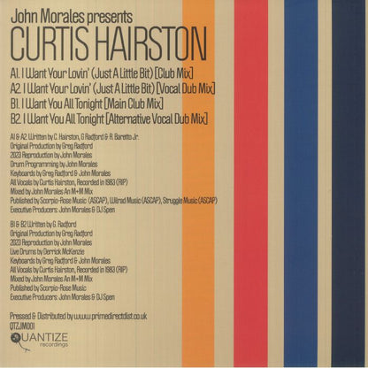 John Morales & Curtis Hairston – I Want Your Lovin' / I Want You All Tonight (12", Quantize Recordings, 2025) image 02
