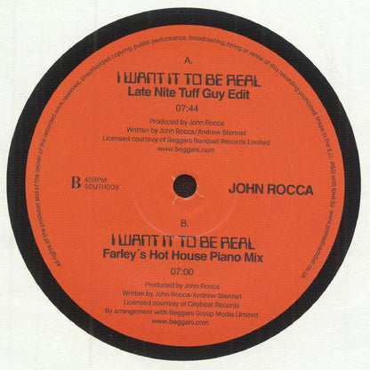 John Rocca – I Want It To Be Real (12", South Street, 2022) Back Cover