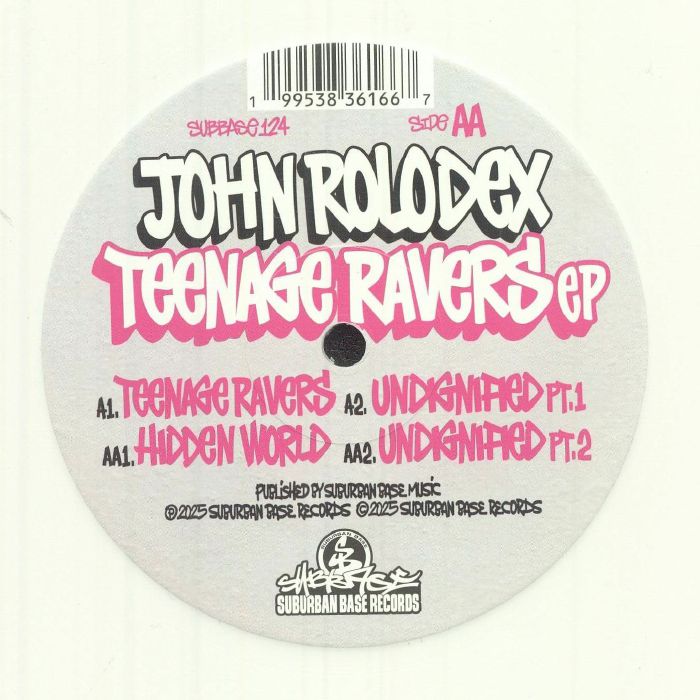 John Rolodex – Teenage Ravers EP (12", White, Suburban Base Records, 2025) Front Cover