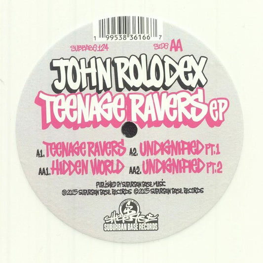 John Rolodex – Teenage Ravers EP (12", White, Suburban Base Records, 2025) front cover