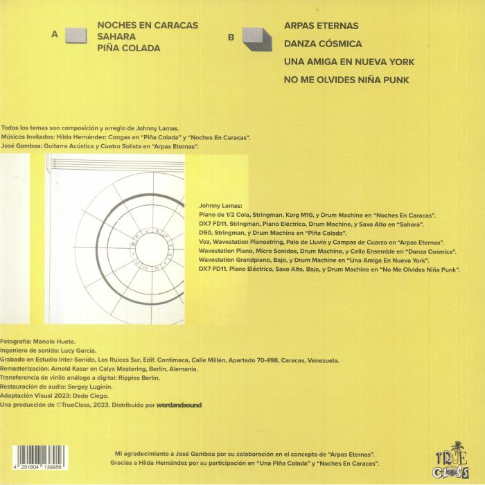 Johnny Lamas – Danza Cosmica (reissue) (LP, insert, TrueClass, 2023) Back Cover