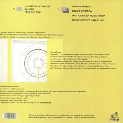 Johnny Lamas – Danza Cosmica (reissue) (LP, insert, TrueClass, 2023) Back Cover