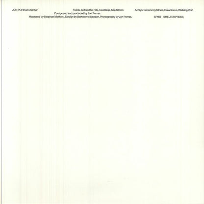 Jon Porras – Achlys (LP, Shelter Press, 2025) Back Cover