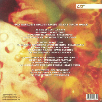 Jon Savage – Jon Savage's Space : Light Years From Home (2xLP, Caroline True Records, 2025) Back Cover