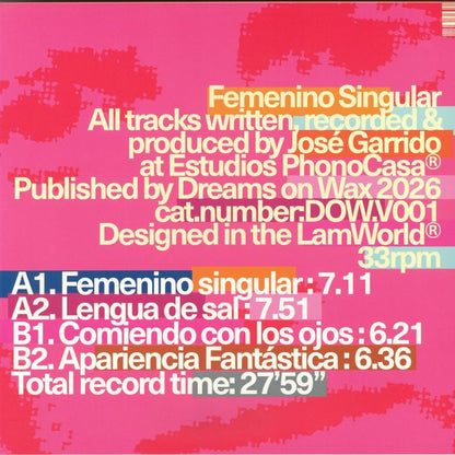 Jose – Femenino (12", Dreams On Wax, 2026) Back Cover