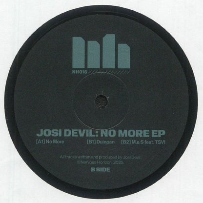 Josi Devil – No More EP (12", Nervous Horizon, 2025) back cover