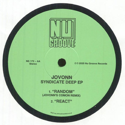 Jovonn – Syndicate Deep EP (12", Nu Groove Records, 2025) back cover