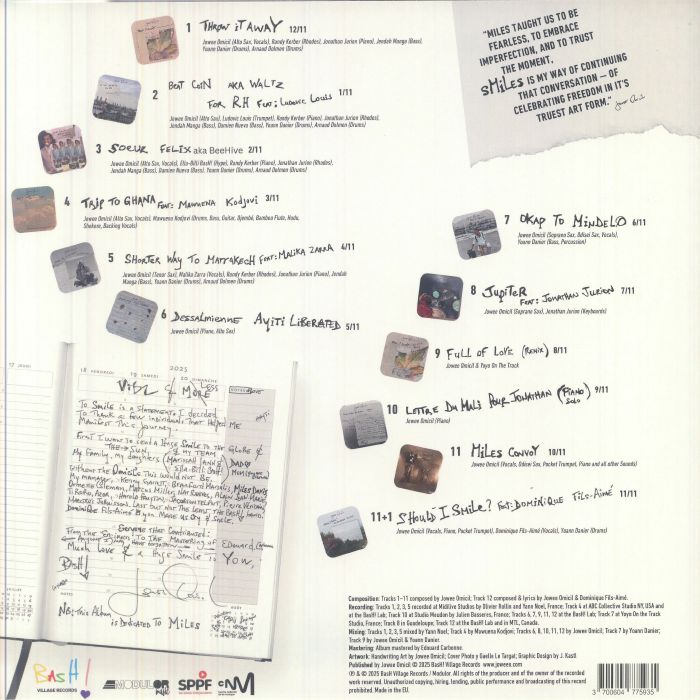 Jowee Omicil – Smiles (LP, Bash! Village Records, 2026) Back Cover