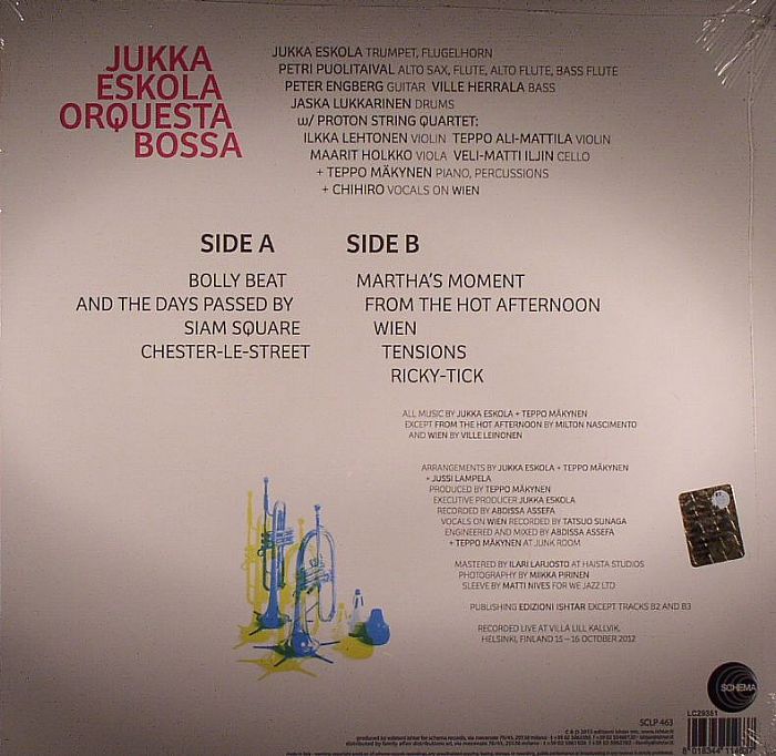 Jukka Eskola Orquesta Bossa – Jukka Eskola Orquesta Bossa (LP+CD, Schema, 2013) Back Cover