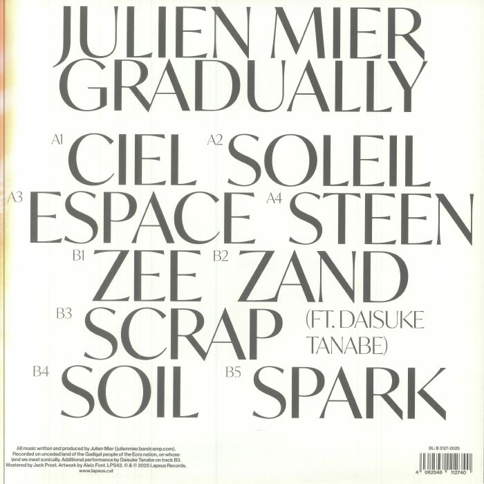 Julien Mier – Gradually (LP, Lapsus Records, 2025) Back Cover