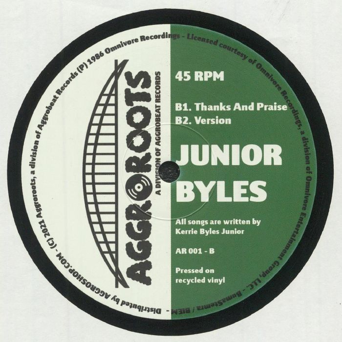 Junior Byles – Press Along / Thanks And Praise (12", Aggroroots, 2021) Back Cover