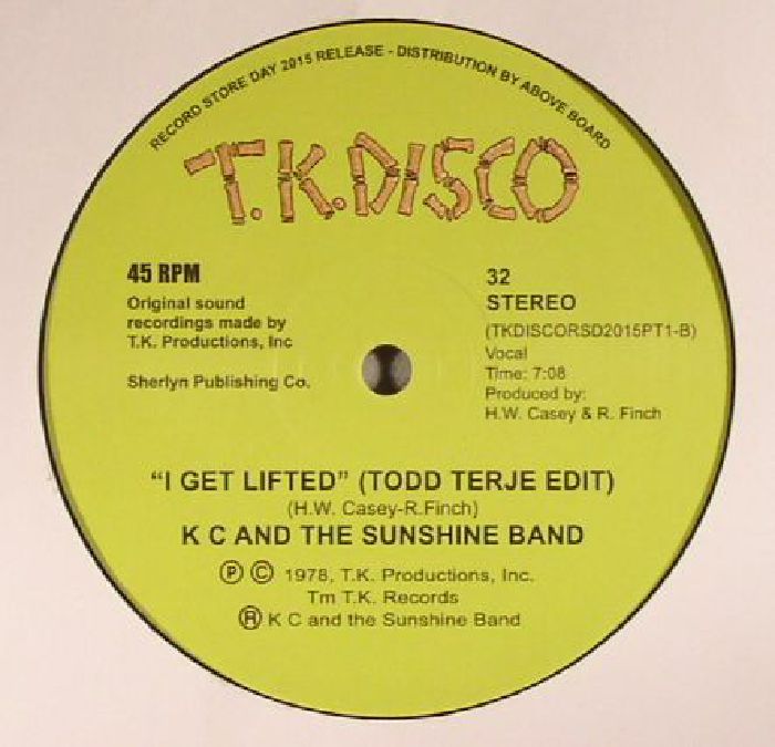 K C And The Sunshine Band – I Get Lifted (10", T.K. Disco, 2015) Back Cover
