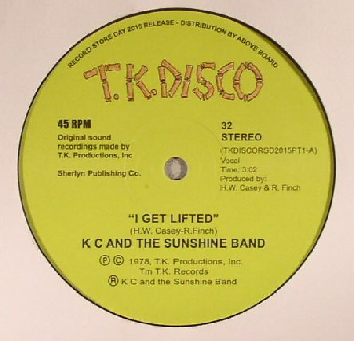 K C And The Sunshine Band – I Get Lifted (10", T.K. Disco, 2015) Front Cover