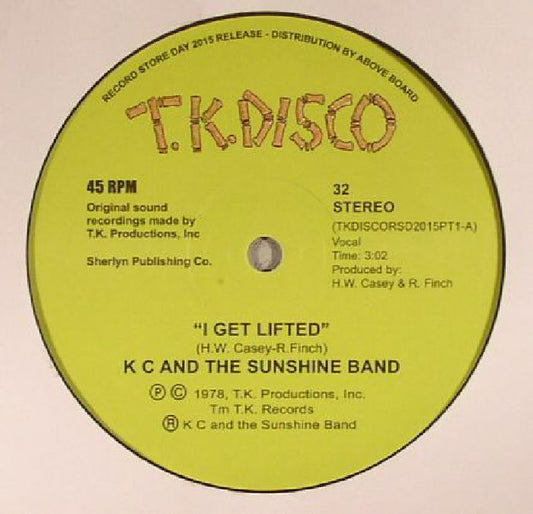 K C And The Sunshine Band – I Get Lifted (10", T.K. Disco, 2015) Front Cover