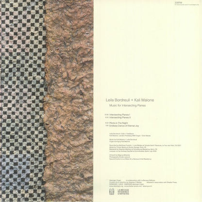 Leila Bordreuil Kali Malone – Music For Intersecting Planes (LP, Ideologic Organ, 2026) Back Cover