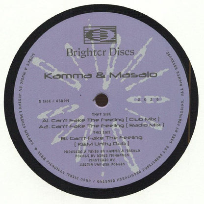 Kamma & Masalo – Can't Fake The Feeling (12", Brighter Discs, 2026) Back Cover