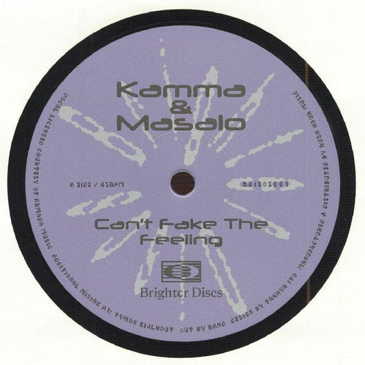 Kamma & Masalo – Can't Fake The Feeling (12", Brighter Discs, 2026) Front Cover