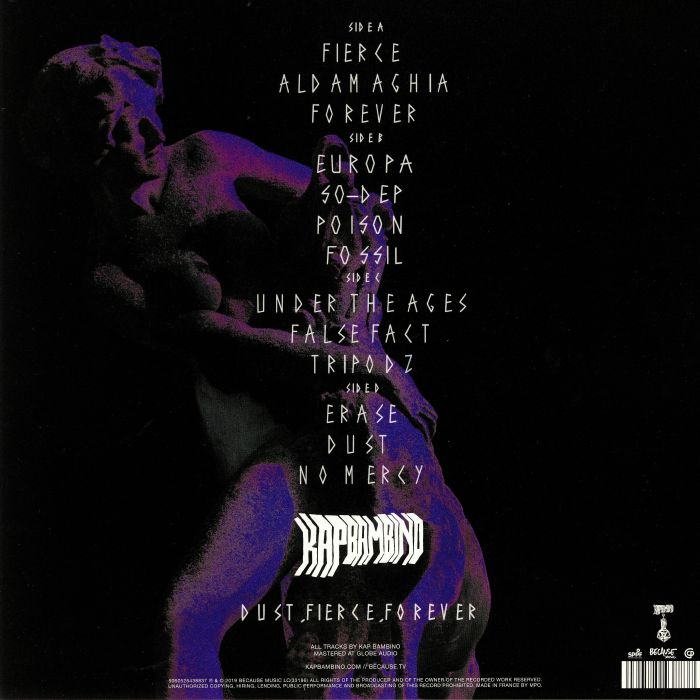 Kap Bambino – Dust, Fierce, Forever (2xLP+CD, Because Music, 2019) Back Cover
