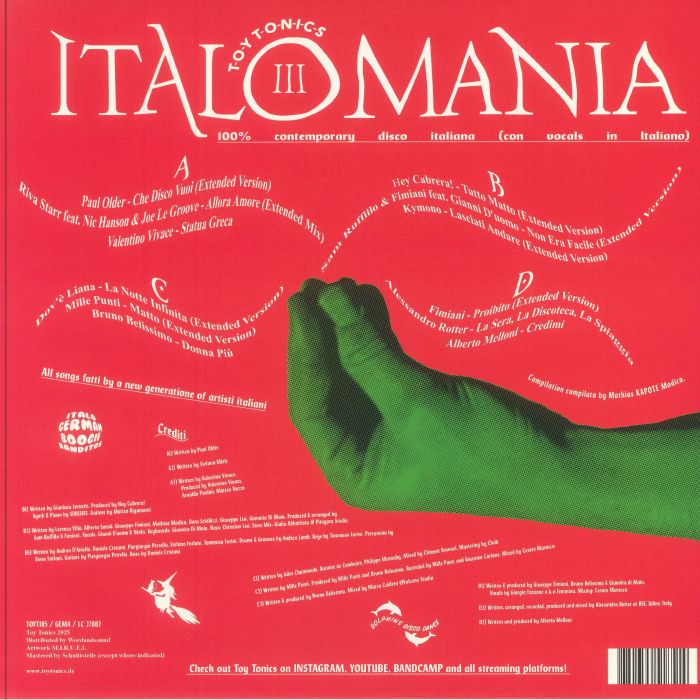Kapote – Italomania III (The New Wave Of Italian Disco) (2xLP, Toy Tonics, 2025) back cover