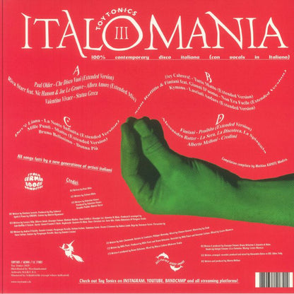 Kapote – Italomania III (The New Wave Of Italian Disco) (2xLP, Toy Tonics, 2025) back cover