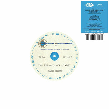 Karen Verros – You Just Gotta Know My Mind	 (7", Ace, 2023) Front Cover
