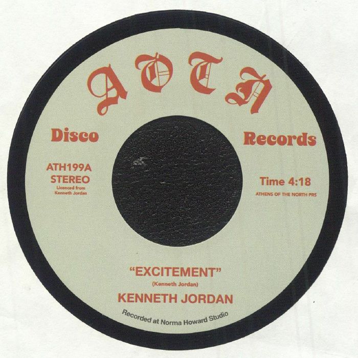 Kenneth Jordan – Excitement (7", Athens Of The North, 2025) Front Cover