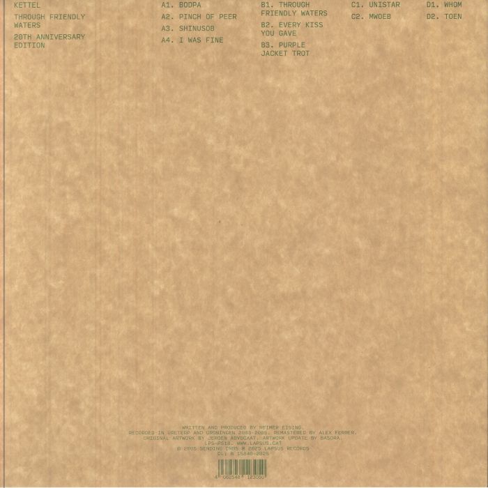 Kettel – Through Friendly Waters (20th Anniversary Edition) (2xLP, Yellow Flame, Lapsus Records, 2025) Back Cover