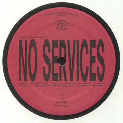 Kieran Hebden & William Tyler – Darkness, Darkness / No Services (12", Psychic Hotline Single Series, 2023) Back Cover