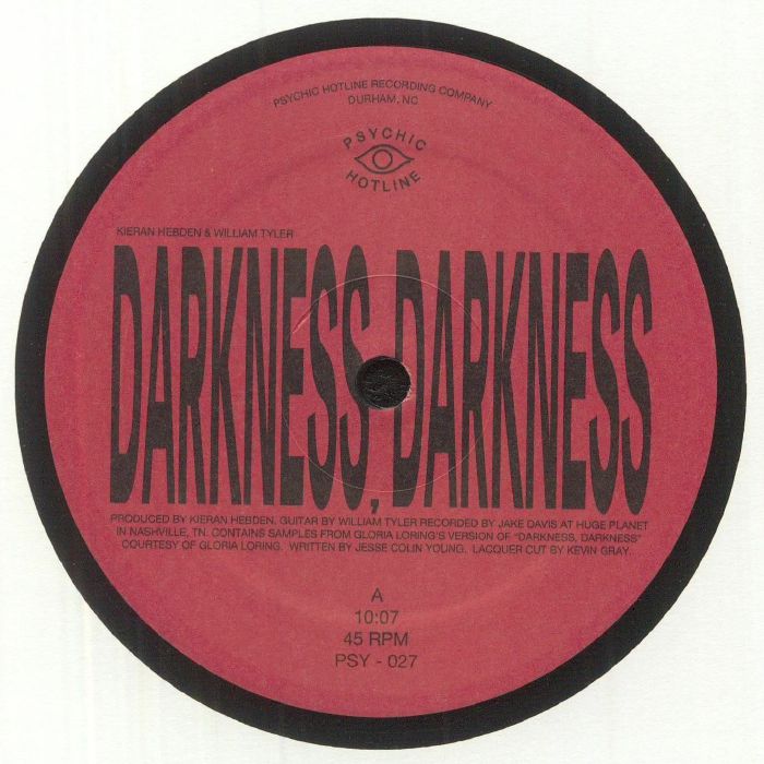 Kieran Hebden & William Tyler – Darkness, Darkness / No Services (12", Psychic Hotline Single Series, 2023) Front Cover