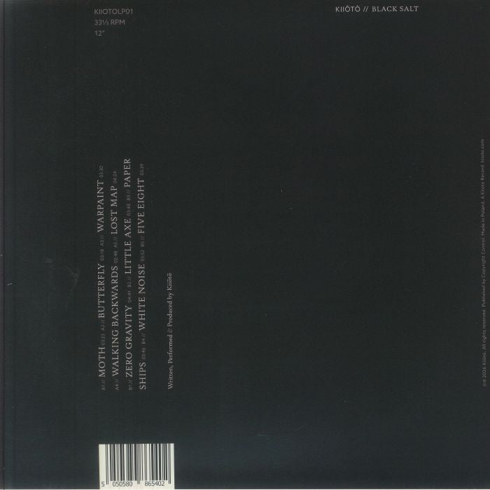 Kiiōtō – Black Salt (LP, Kiiōtō, 2026) Back Cover