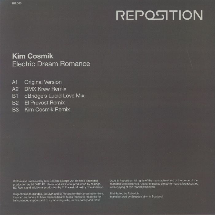 Kim Cosmik – Electric Dream Romance (12", Reposition, 2026) Back Cover