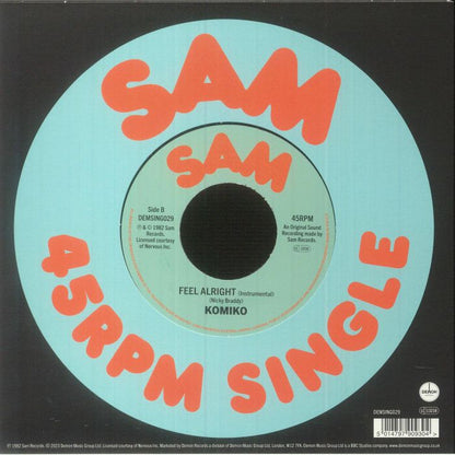 Komiko – Feel Alright (7", Demon Records, 2023) Back Cover