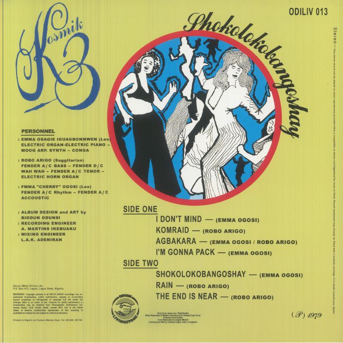Kosmik 3 – Shokolokobangoshay (LP, Odion Livingstone, 2026) Back Cover