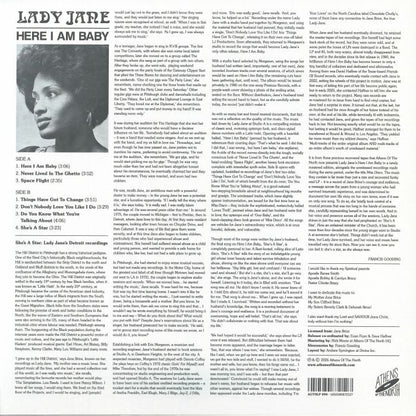 Lady Jane – Here I Am Baby (LP, Athens Of The North, 2026) Back Cover